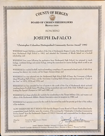Joseph A. DeFalco Community Certificate